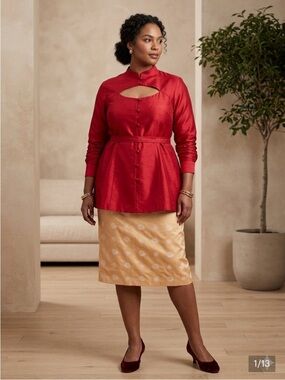 ARCHIVAL Parisian Bespoke Silk Brocade Skirt - Vintage Éclair Couture L/XL 12-16